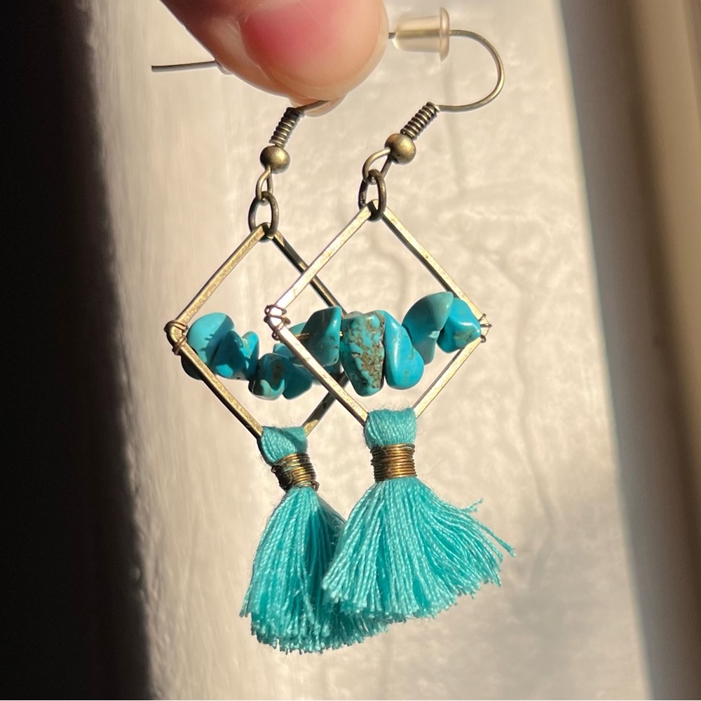 Gem stone native earrings